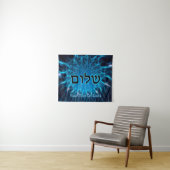 Shalom op Blue Fractal Wandkleed (In Situ (horizontaal))