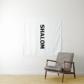 Shalom, Peace Black White minimalist moderne eenvo Wandkleed (In Situ (horizontaal))