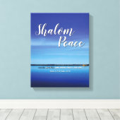 SHALOM PEACE IS NOG STEEDS Christelijke Bijbelvers Canvas Afdruk (Insitu (Houten vloer))