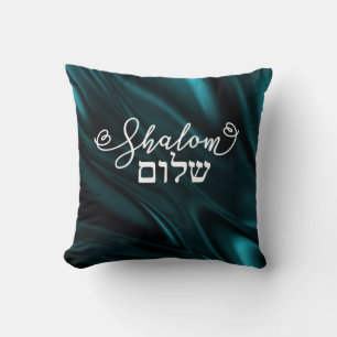 Shalom Peace Moge u vrede hebben op groen Blauwgro Kussen