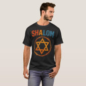 Shalom Retro Star David Jewish Peace Hebrew Jew T-shirt (Voorkant volledig)