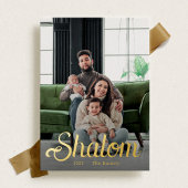 Shalom Script in Goud Folie Feestdagenkaart