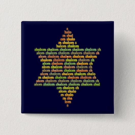 Shalom Vierkante Button 5,1 Cm (Voorkant)