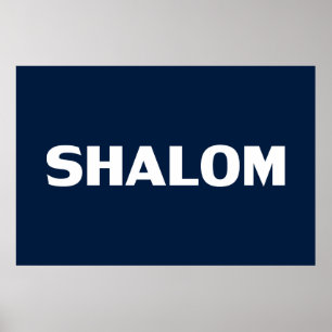 Shalom, Vrede, marineblauw wit, modern Poster