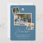 Shalom White Star van David 3 Foto Simple Hanukkah Feestdagenkaart (Voorkant)