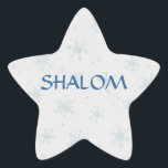 Shalom Wishes Hanukkah Ster Sticker<br><div class="desc">winterontwerp op een eenvoudige Hanoekapsticker.    sneeuwvlokken achtergrond.  De tekst leest SHALOM.  Basisstervorm (NIET de ster van David - alleen een ster).  Met een beetje hulp van mijn vrienden op www.scrappindoodles.com. Van My_Kerstman_Shoppe van haar Wolf Medicine.</div>