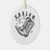 Shalom Y'all Cowboy Joodse Chanoeka West Keramisch Ornament (Rechts)