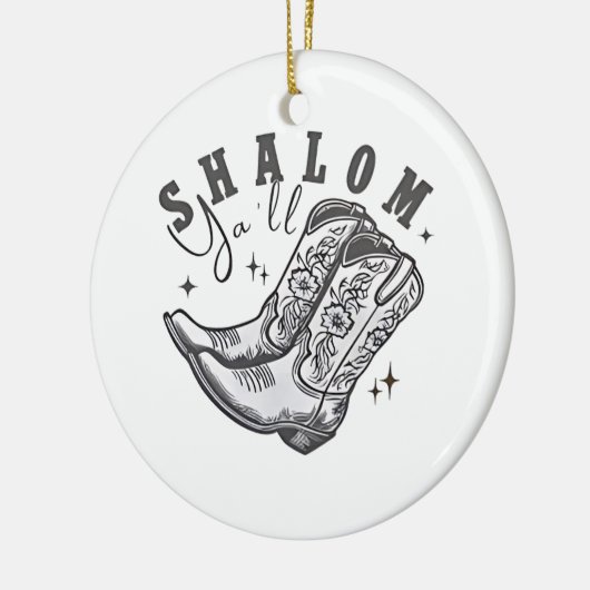 Shalom Y'all Cowboy Joodse Chanoeka West Keramisch Ornament (Links)