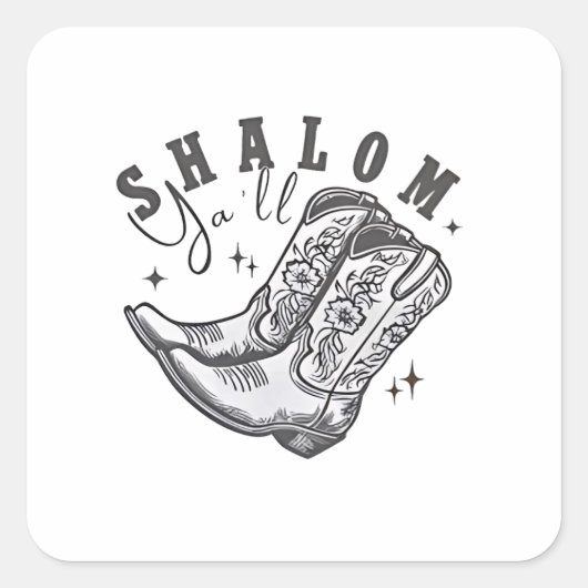 Shalom Y'all Cowboy Joodse Chanoeka West Vierkante Sticker (Voorkant)