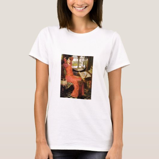 Shalott-dame op haar bureau t-shirt (Voorkant)
