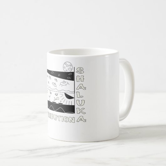 Shaluka Dist. "Ik ben ergens anders" Mok (Voorkant rechts)