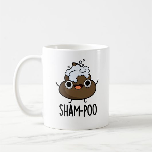 Sham-poo Grappige Poep Met Shampoo Bubbles Pun Koffiemok (Links)