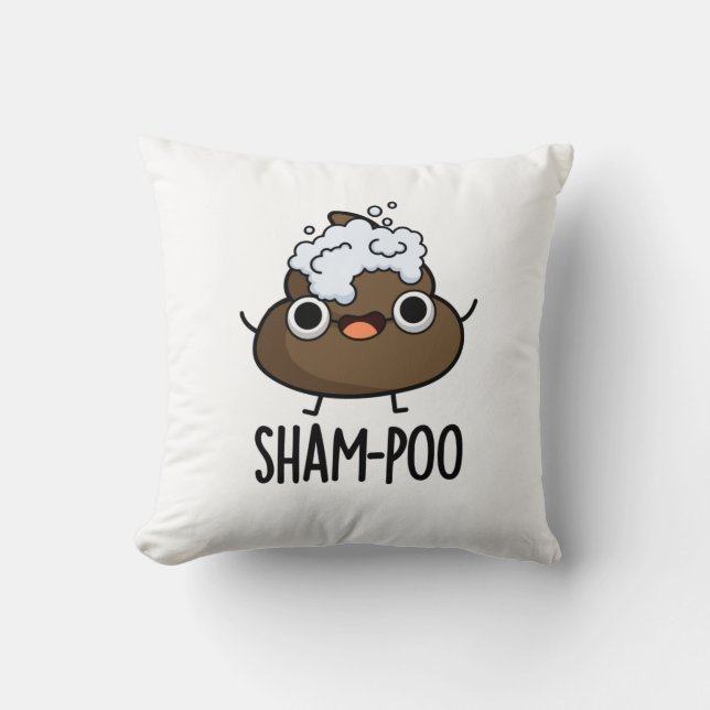 Sham-poo Grappige Poep Met Shampoo Bubbles Pun Kussen (Voorkant)