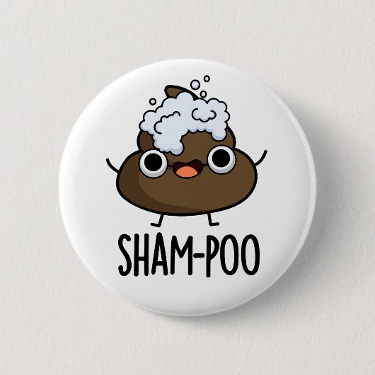 Sham-poo Grappige Poep Met Shampoo Bubbles Pun Ronde Button 5,7 Cm (Voorkant)