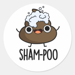 Sham-poo Grappige Poep Met Shampoo Bubbles Pun Ronde Sticker