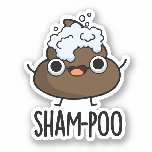 Sham-poo Grappige Poep Met Shampoo Bubbles Pun Sticker (Voorkant)