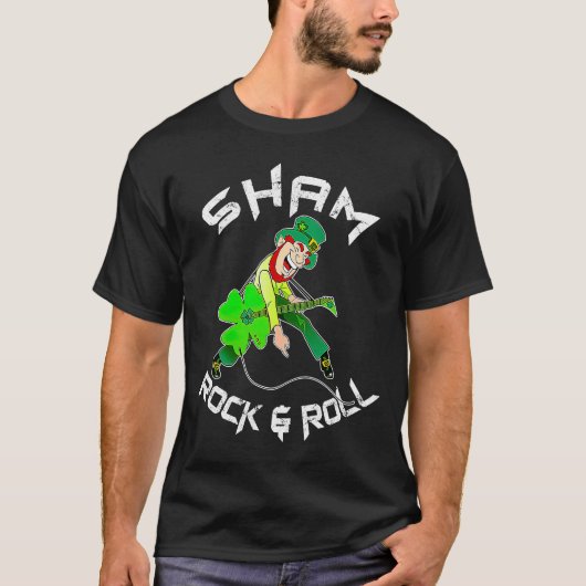 Sham Rock en Roll Shamrock Guitar Lover St Patric T-shirt (Voorkant)