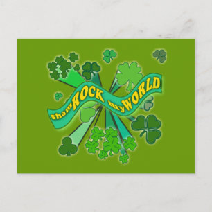 sham ROCK, mijn WERELDSE Green St Pats Tshirt Briefkaart