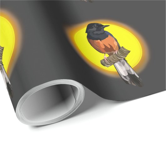 Shama Bird met witte pomp Cadeaupapier (Rol Hoek)