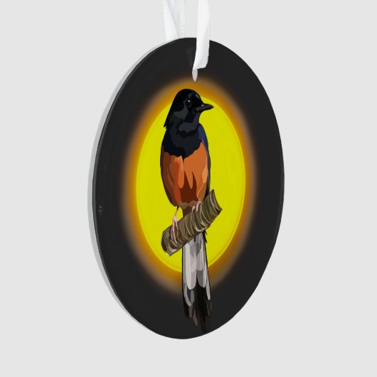 Shama Bird Ornament met witte pomp (voorkant)