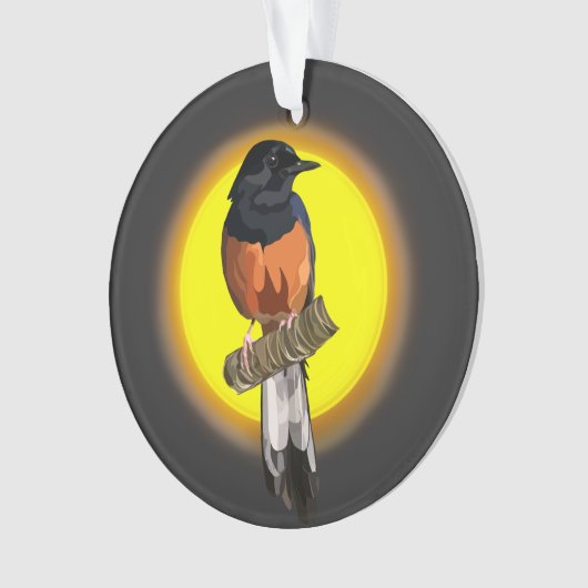 Shama Bird Ornament met witte pomp (voorkant)