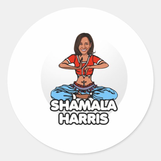 Shamala Harris Ronde Sticker (Voorkant)
