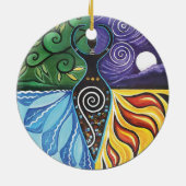 Shaman Drum Goddess of Elements Pagan Witchy Keramisch Ornament (Achterkant)