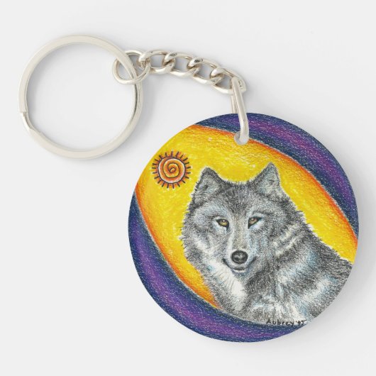 Shaman Healing Wolf Sleutelhanger (Voorkant)