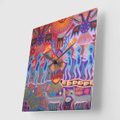 Shaman Hunter Sun Ritual Huichol Vierkante Klok (Hoek)