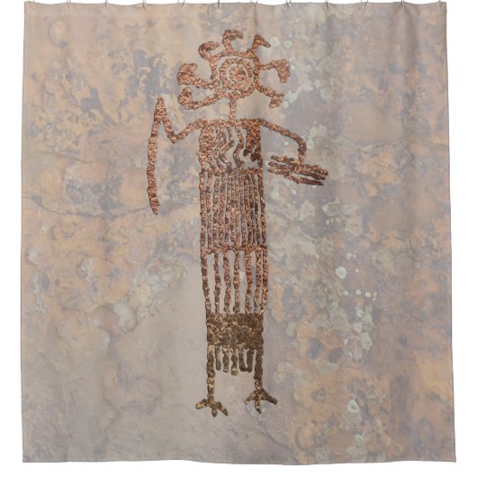 Shaman Petroglyph Douchegordijn (Voorkant)