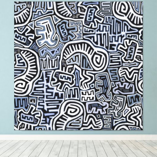 Shaman Peyote Ritual Mola Canvas Afdruk (Insitu (Houten vloer))