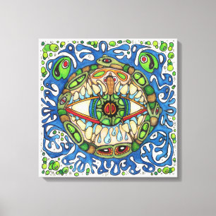 Shaman Spirit: Blue Frog-Eye Shaman Medicine Canvas Afdruk