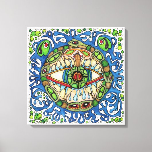 Shaman Spirit: Blue Frog-Eye Shaman Medicine Canvas Afdruk (Voorkant)