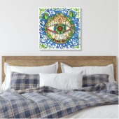 Shaman Spirit: Blue Frog-Eye Shaman Medicine Canvas Afdruk (Insitu (Slaapkamer))