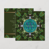Shaman Spirit Natuur Green Monogram Verloving Kaart (Voorkant / Achterkant)