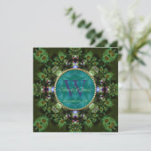 Shaman Spirit Natuur Green Monogram Verloving Kaart (Staand voorkant)