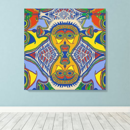 Shaman Tribal Mask Canvas Afdruk (Insitu (Houten vloer))