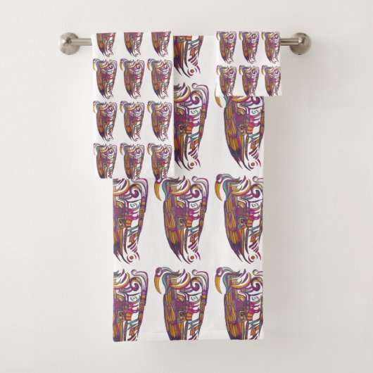 Shamanic BIRD Mask Bad Handdoek (Insitu)