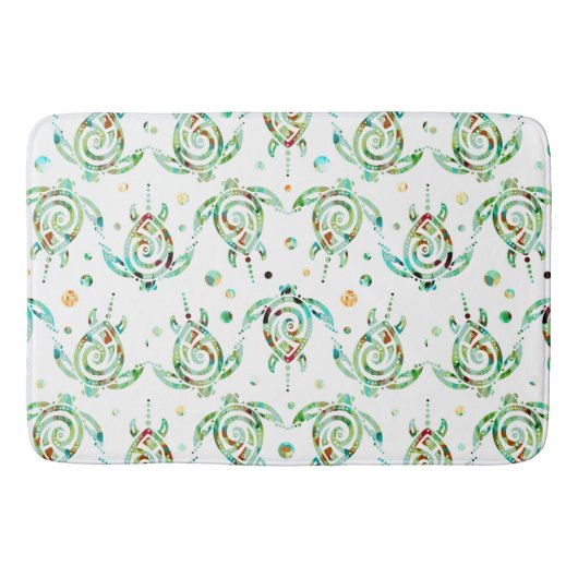 Shamanic Zee Turtle naadloos patroon + uw rug. Badmat (Voorkant)