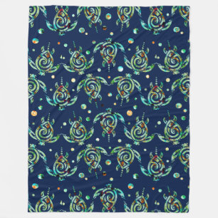 Shamanic Zee Turtle naadloos patroon + uw rug. Fleece Deken