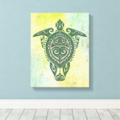 Shamanic Zee Turtle Symbol + jouw ideeën Canvas Afdruk (Insitu (Houten vloer))
