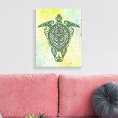 Shamanic Zee Turtle Symbol + jouw ideeën Canvas Afdruk (Insitu (Woonkamer))