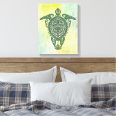Shamanic Zee Turtle Symbol + jouw ideeën Canvas Afdruk (Insitu (Slaapkamer))