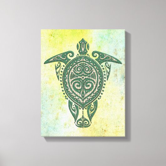 Shamanic Zee Turtle Symbol + jouw ideeën Canvas Afdruk (Voorkant)