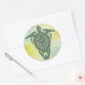 Shamanic Zee Turtle Symbol + jouw ideeën Ronde Sticker (Envelop)