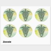 Shamanic Zee Turtle Symbol + jouw ideeën Ronde Sticker (Vel)