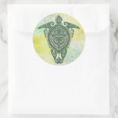 Shamanic Zee Turtle Symbol + jouw ideeën Ronde Sticker (Tas)