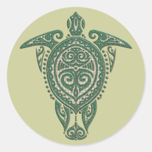 Shamanic Zee Turtle Symbol + jouw ideeën Ronde Sticker