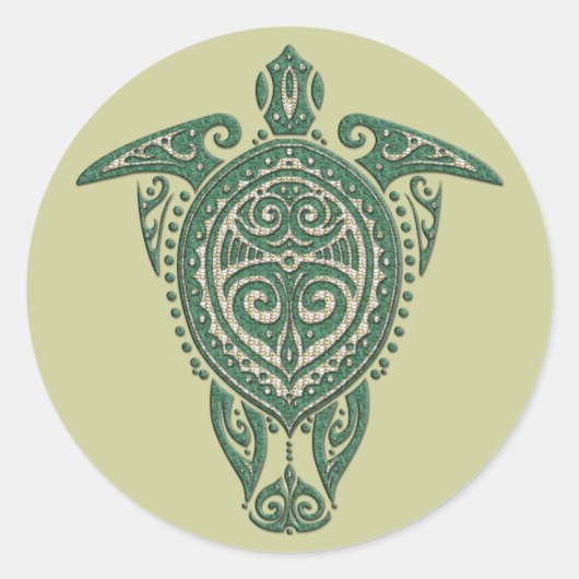 Shamanic Zee Turtle Symbol + jouw ideeën Ronde Sticker (Voorkant)