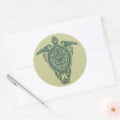 Shamanic Zee Turtle Symbol + jouw ideeën Ronde Sticker (Envelop)